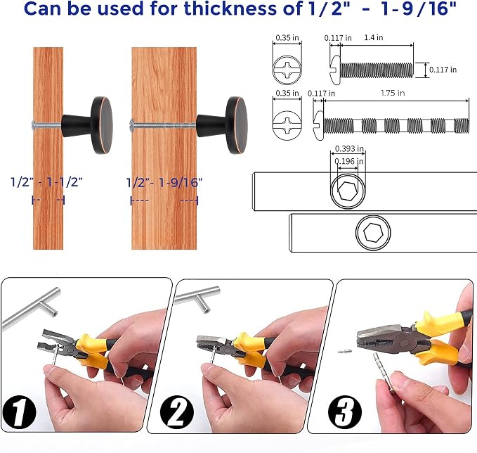 Ravinte 5 Pack Drawer Pulls 1-1/4 Inch Kitchen Cabinet Knobs Solid Round - Image 4
