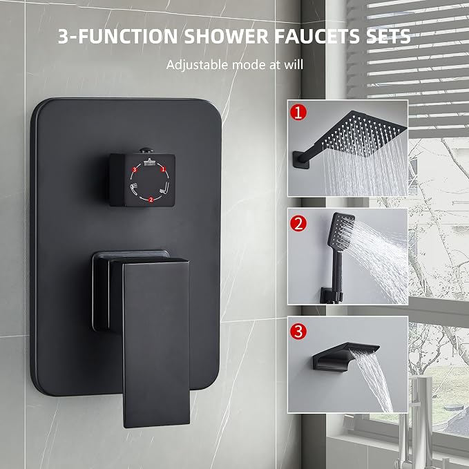 Shower Faucet Set Complete Matte Black Shower System - Image 4