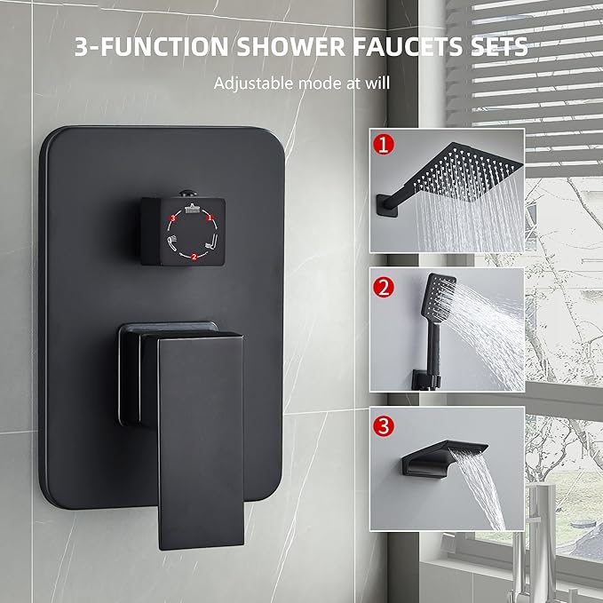Shower Faucet Set Complete Matte Black Shower System - Image 4