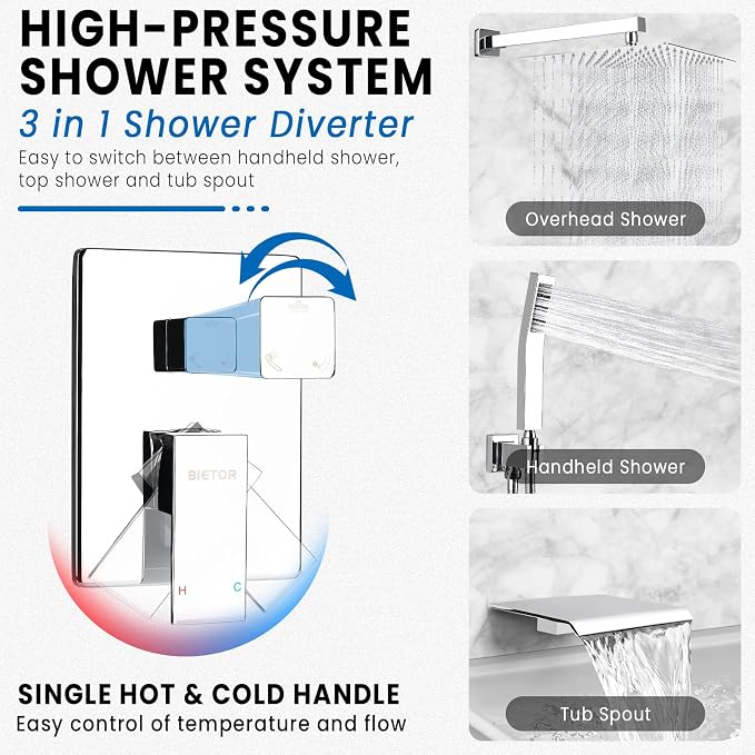 Wall Mounted Shower Faucet Set, Shower System - Image 2