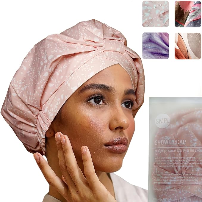 Reusable Shower Cap for Women Reusable Waterproof – Leakproof, Nonslip Hair Cap by SMPLobjects