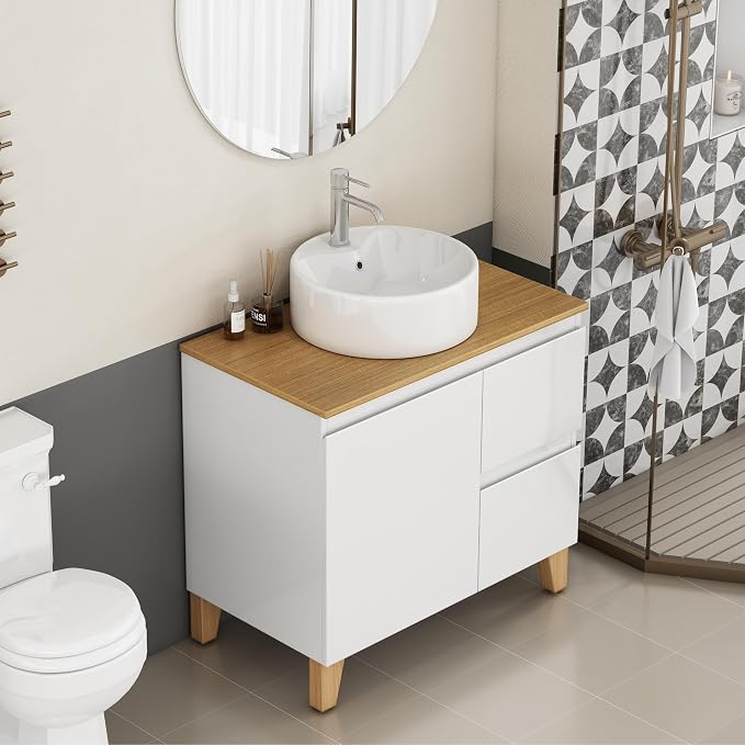 31.5-Inch Bathroom Vanity with Ceramic Sink Combo, Freestanding Bathroom - Image 4