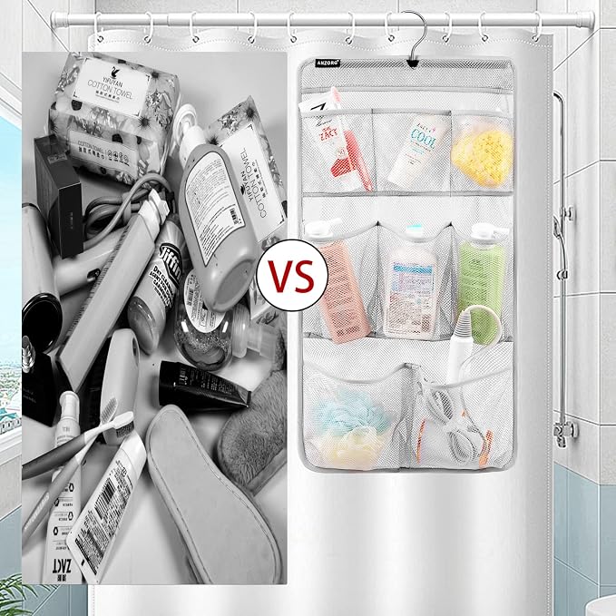Mesh Shower Organizer Hanging Caddy Quick Dry Bathroom Storage - Image 3