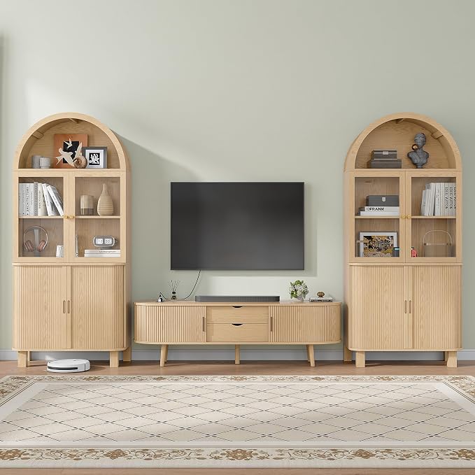 Alohappy Arched Kitchen Pantry, Modern Wood Kitchens Storage Cabinets - Image 5