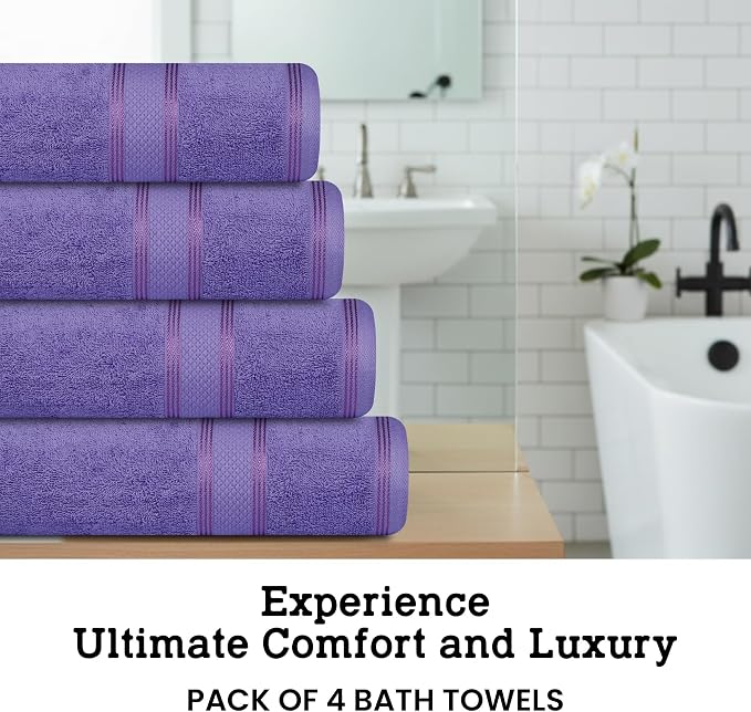 Casa Lino Lavender Bath Towels Set of 4 - Image 3