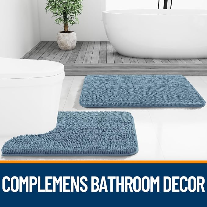 OLANLY Bathroom Rugs 24x16, Extra Soft Absorbent Chenille Bath Rugs, Rubber - Image 7