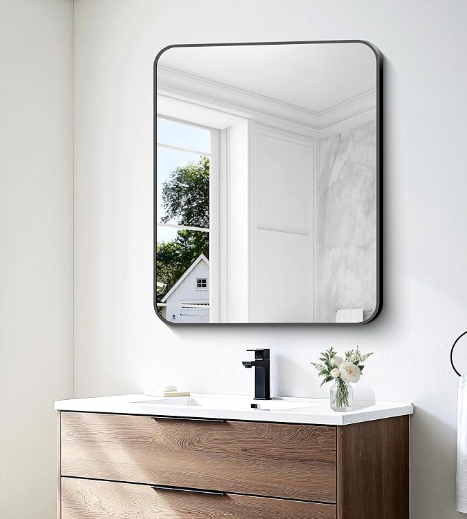BONEWEI 30x36 inch Bathroom Mirror, Wall Mounted Bathroom Frame Vanity Mirror - Image 2