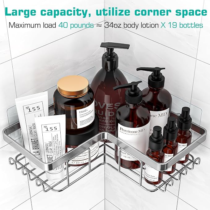 YASONIC Corner Shower Caddy, Rustproof Stainless Steel Shower Organizer - Image 2