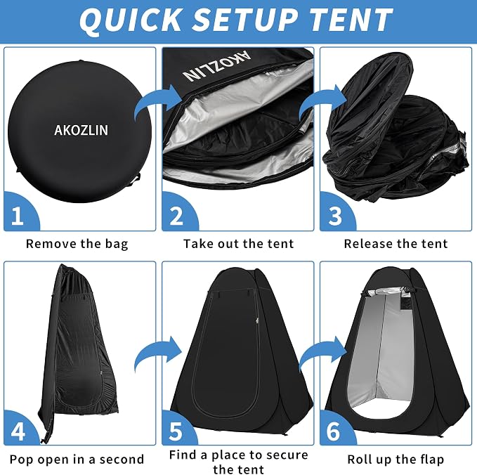 AKOZLIN Portable Pop Up Shower Tent Instant Privacy Dressing Changing Tent - Image 5