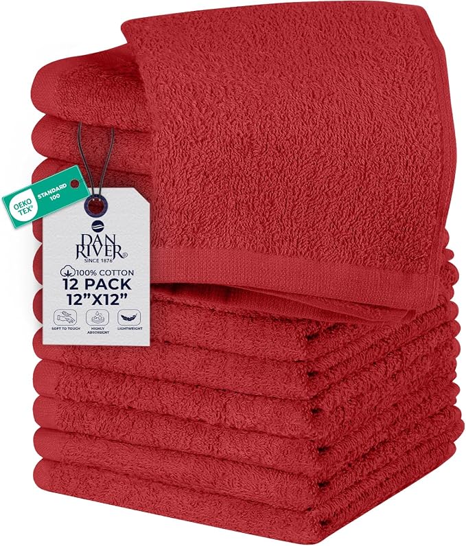 DAN RIVER 12 Pack Wash Cloths for Showering by DanRiver