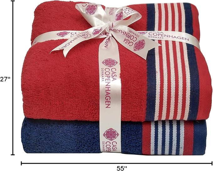 CASA COPENHAGEN He & She 6 Pieces Towel Set- American Blue + Red, 550 GSM 2 - Image 10