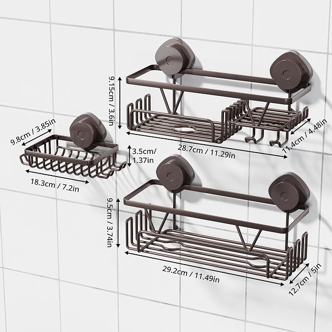 KEGII Suction Cup Shower Caddy – 3 Pack Suction Cup Shelf - Image 2