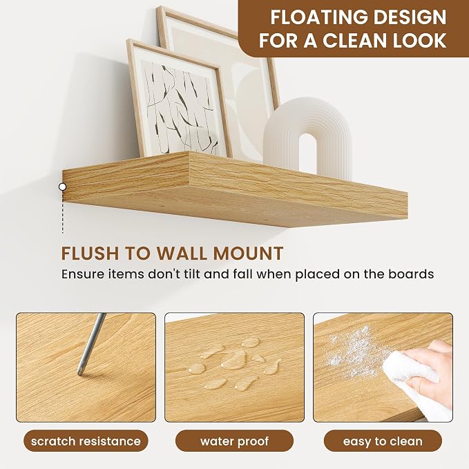 fuqing Floating Shelves for Wall, Wall Mounted Wood Floating Shelf - Image 5