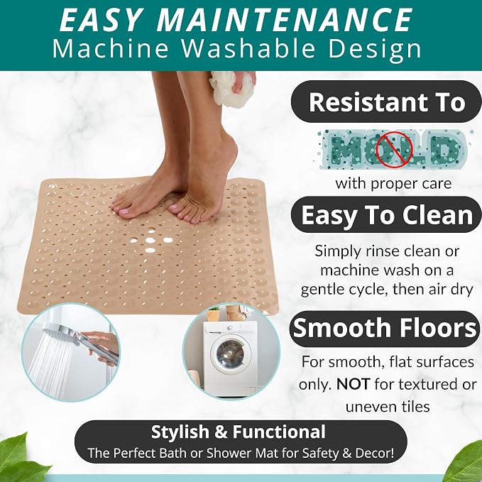 ENKOSI 21 x 21 inch Square Non-Slip Shower Mat – Anti-Slip Shower Mats - Image 4