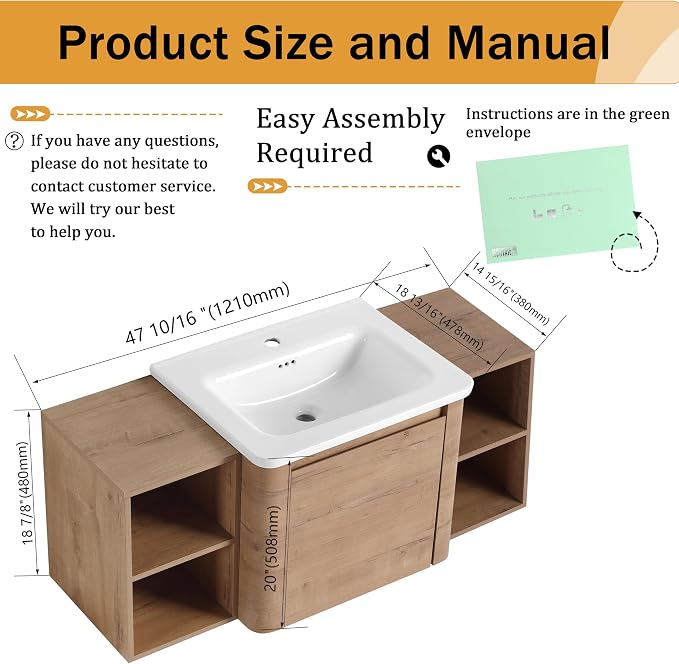 48 Inch Wall-Mounted Vanity - Image 2