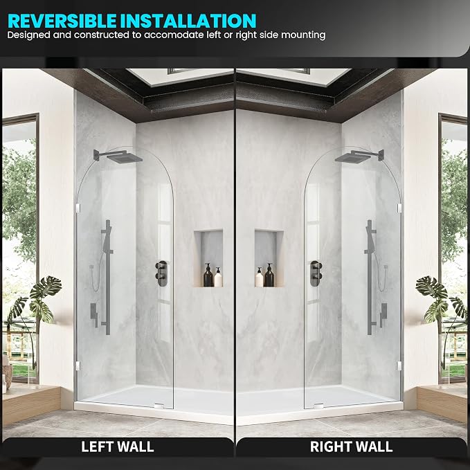 34" W ×78" H Shower Glass Door, Bathroom Framless Glass Shower Panel Door - Image 7