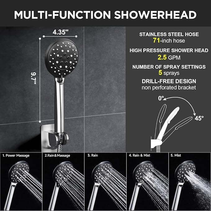 Veken 11.8" Rain Shower Head - Image 5