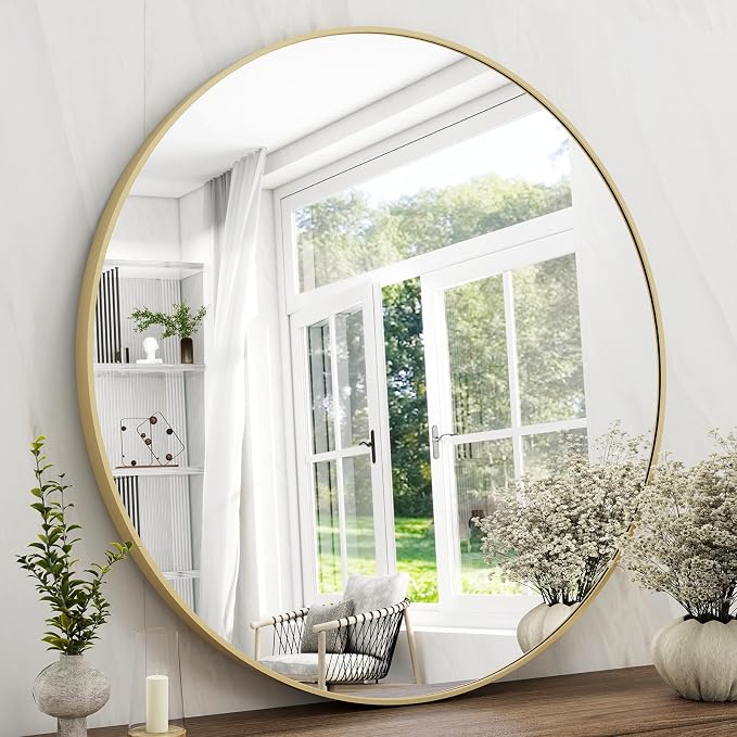 32 Inch Round Bathroom Mirror by EASLY