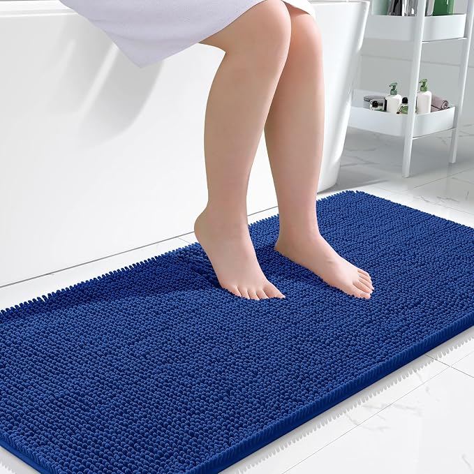 OLANLY Bathroom Rugs 47x24, Extra Soft Absorbent Chenille Bath Rugs, Rubber by OLANLY