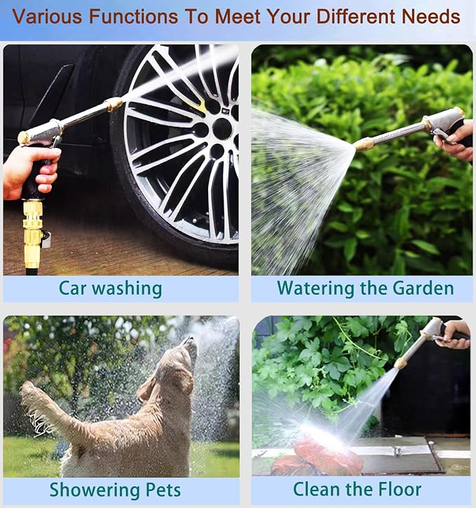 Upgrade Garden Hose Nozzle, 100% Heavy Duty Metal Spray Gun - Image 6