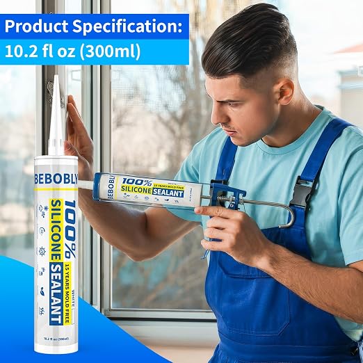 White Silicone Caulk & Sealant, 100% Waterproof Silicone Sealant Caulking - Image 5