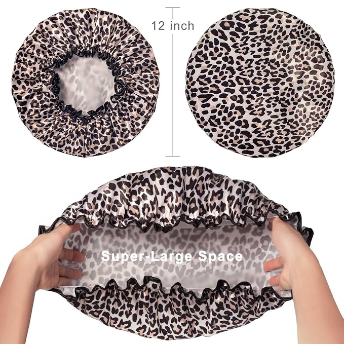 Aquior Shower Cap, Shower Cap for Women Reusable Waterproof, Large Bath Hair - Image 3