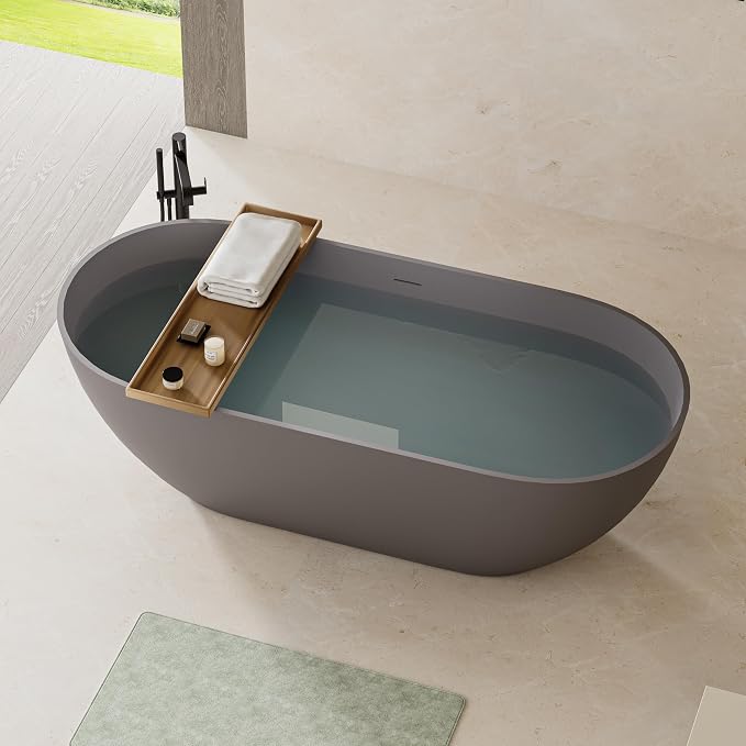 Abruzzo 59" Freestanding Bathtub Matte Grey - Image 2