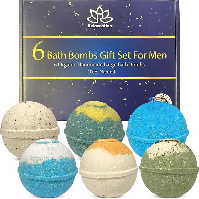 Organic Bath Bombs Gift Set for Men by Relaxcation
