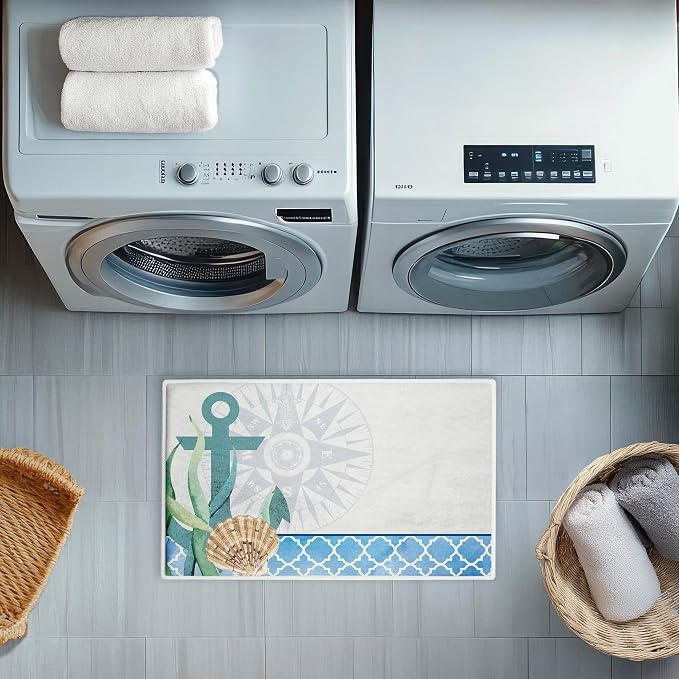 Stupell Industries Bayside Anchor & Compass Plush Bathroom Mat & Bath Rug - Image 4