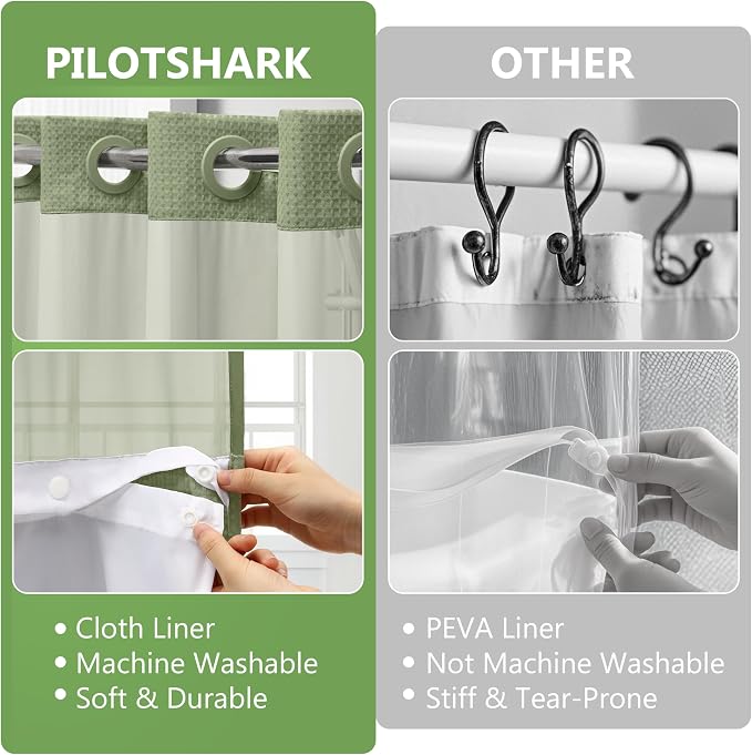 No Hook Waffle Weave Shower Curtain Set - Image 7