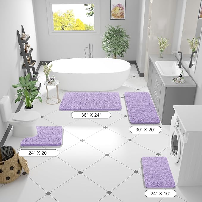 OLANLY Bathroom Rugs 70x46, Extra Soft Absorbent Chenille Bath Rugs, Rubber - Image 2