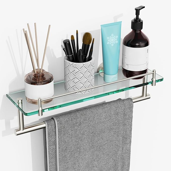 Floating Tempered Glass Bathroom Shelf by HOMELIFE
