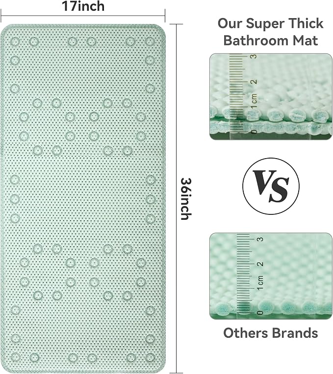 Double Layer Foam Non Slip Bathtub Mat 37x17in, More Comfortable and Thicker - Image 3