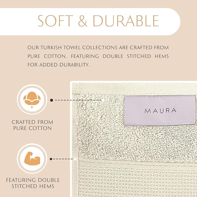 MAURA Ivory Bath Towel Set of 8 - Image 3