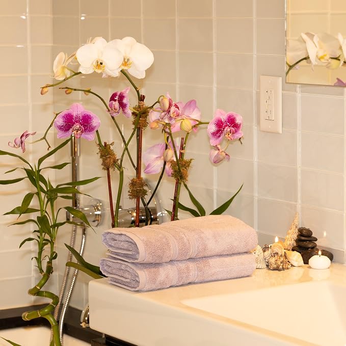 Mosobam Luxury Turkish Set of 6 Hand Towels 16X30 Lavender Aura 700 GSM Bamboo - Image 2