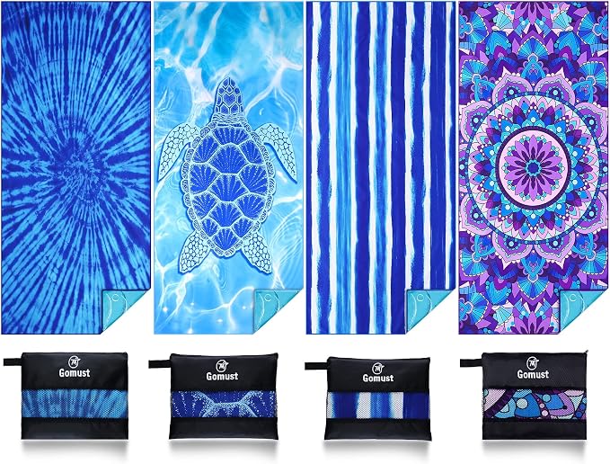 4 Pack Lightweight Thin Beach Towel Oversized 71"x32" Big Extra Large by Gomust