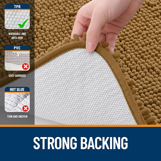 OLANLY Bathroom Rugs 36x24, Extra Soft Absorbent Chenille Bath Rugs, Rubber - Image 7
