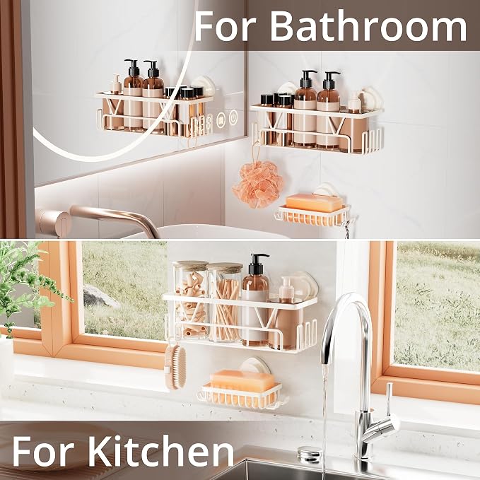KEGII Suction Cup Shower Caddy, 2 Pack Shower Suction Shelf - Image 6