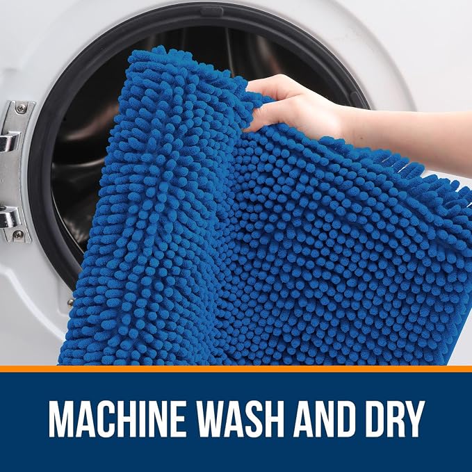 OLANLY Bathroom Rugs 30x20, Extra Soft Absorbent Chenille Bath Rugs, Rubber - Image 6