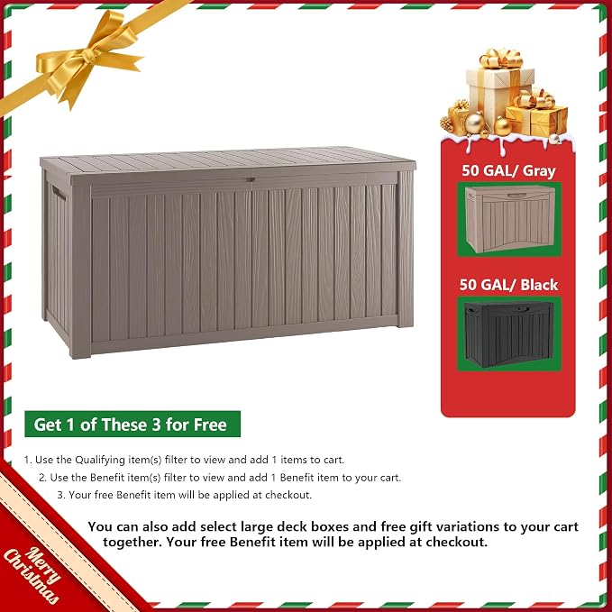 TARKARI 50 Gallon Lockable Resin Deck Box, Waterproof & UV-Resistant Outdoor - Image 2