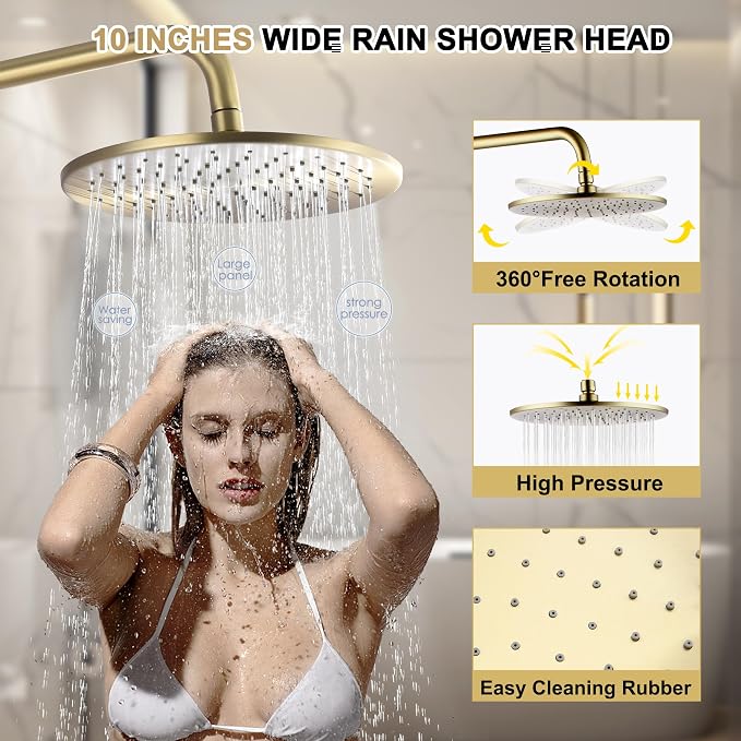 Brushed Gold Exposed Shower System - Image 5