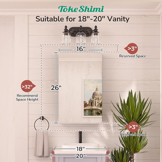 TokeShimi 16x26 Farmhouse Medicine Cabinet Recessed or Surface Mount Aluminum - Image 4