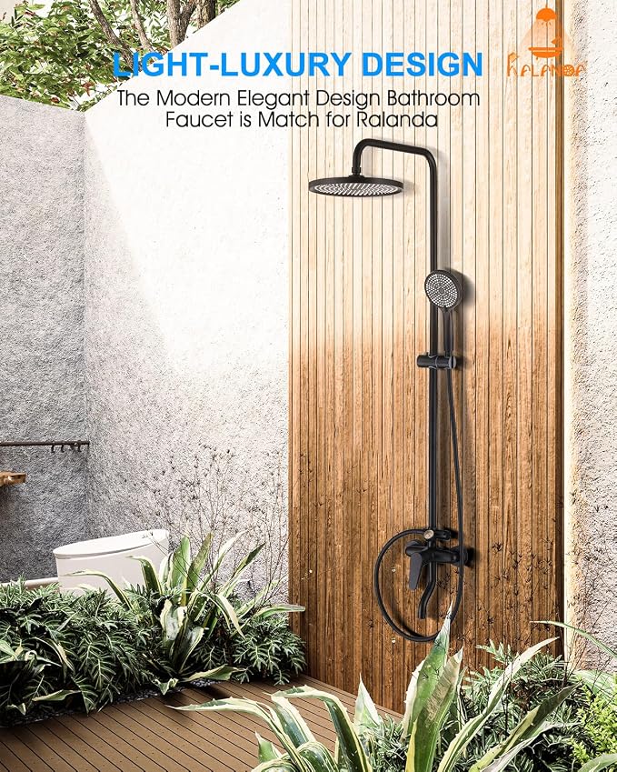Outside Shower Kit, 3 Functions Handle Tub Rainfall Shower Faucet Sets - Image 3