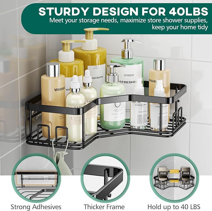 MAXIFFE 5 Pack X-Large Corner Shower Caddy, - Image 4