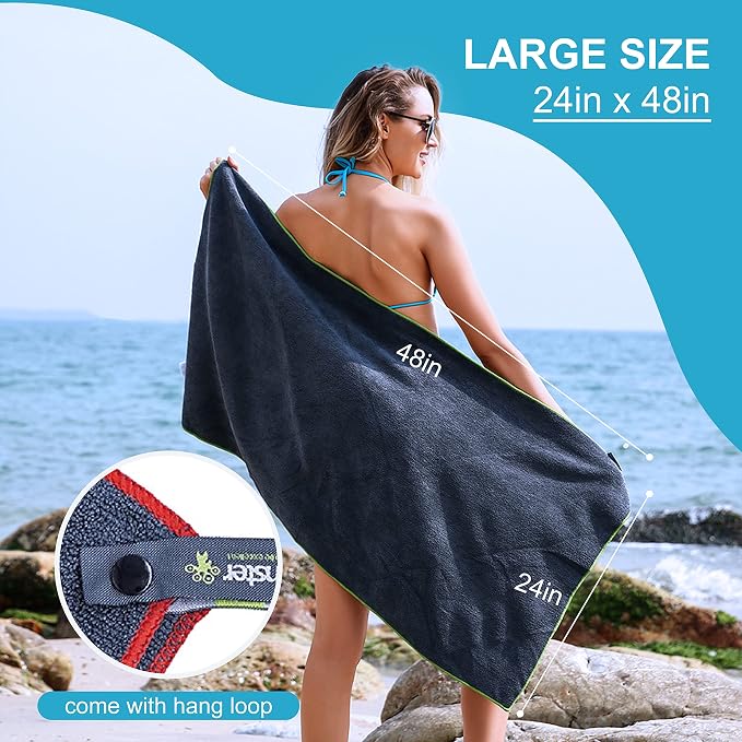 4Monster 4 Pack Microfiber Camping Towel Quick Dry, Super Absorbent Travel Towel - Image 5