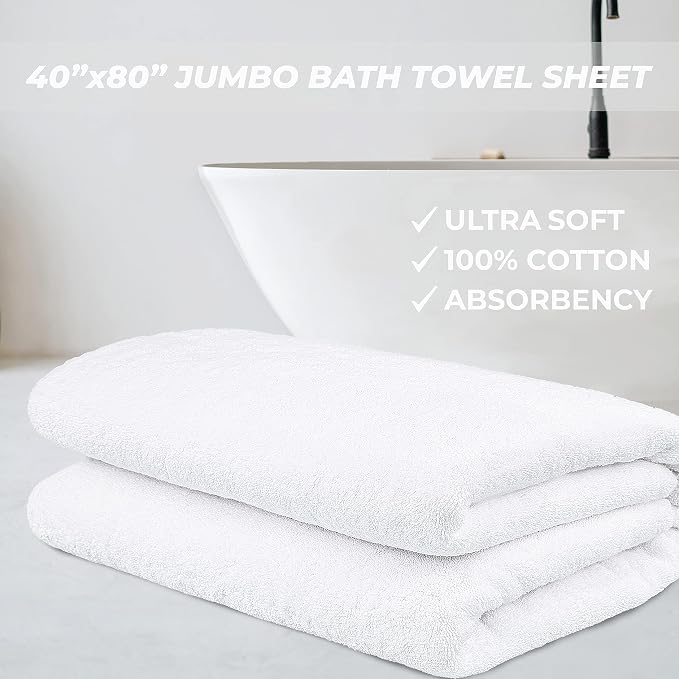 Cotton Paradise 100% Cotton 40x80 Oversized Bath Sheet, Extra Large Turkish - Image 2