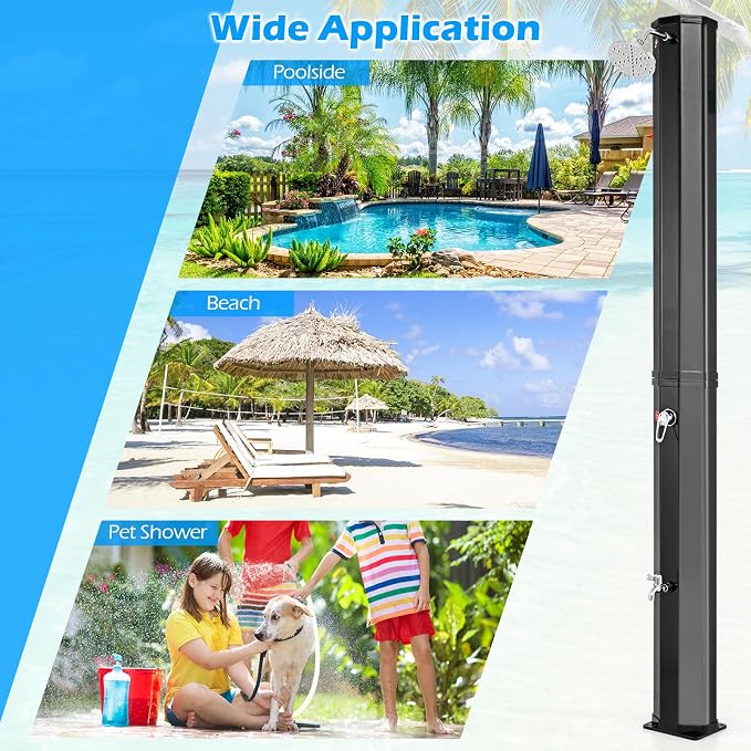 Goplus 15.9 Gallon Solar Heated Outdoor Shower, 7.5 FT Freestanding Outdoor - Image 6