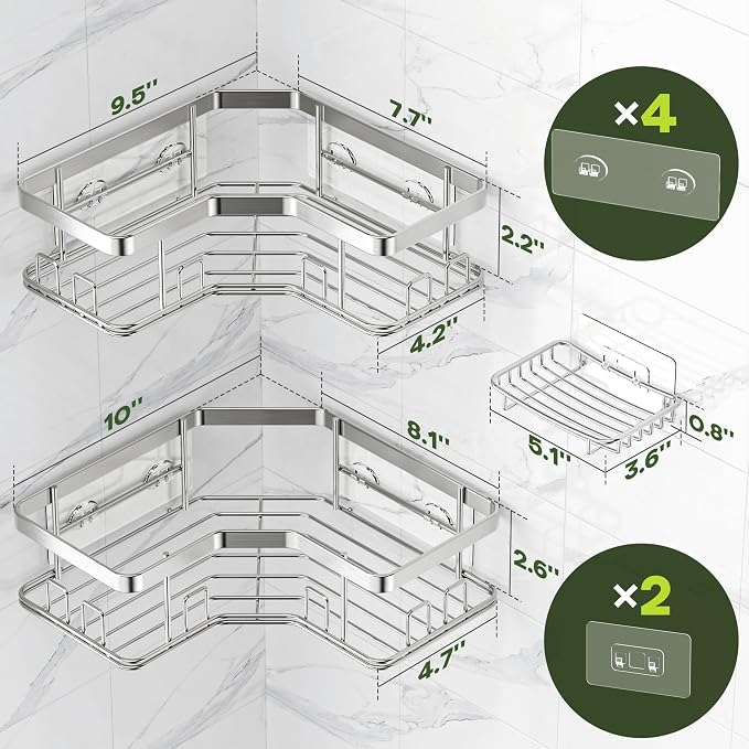 MAXIFFE 3 Pack X-Large Corner Shower Caddy - Image 7