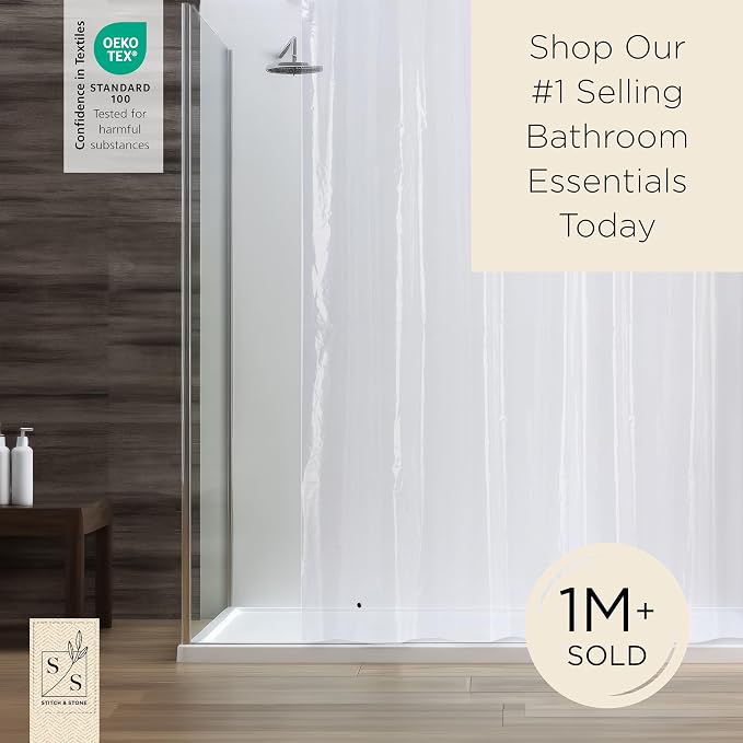 Stitch & Stone Shower Curtain Liner, Premium Extra Lightweight Durable - Image 8