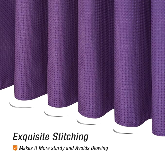 Gibelle Purple Shower Curtain, Waffle Weave Textured Fabric Shower Curtain - Image 5